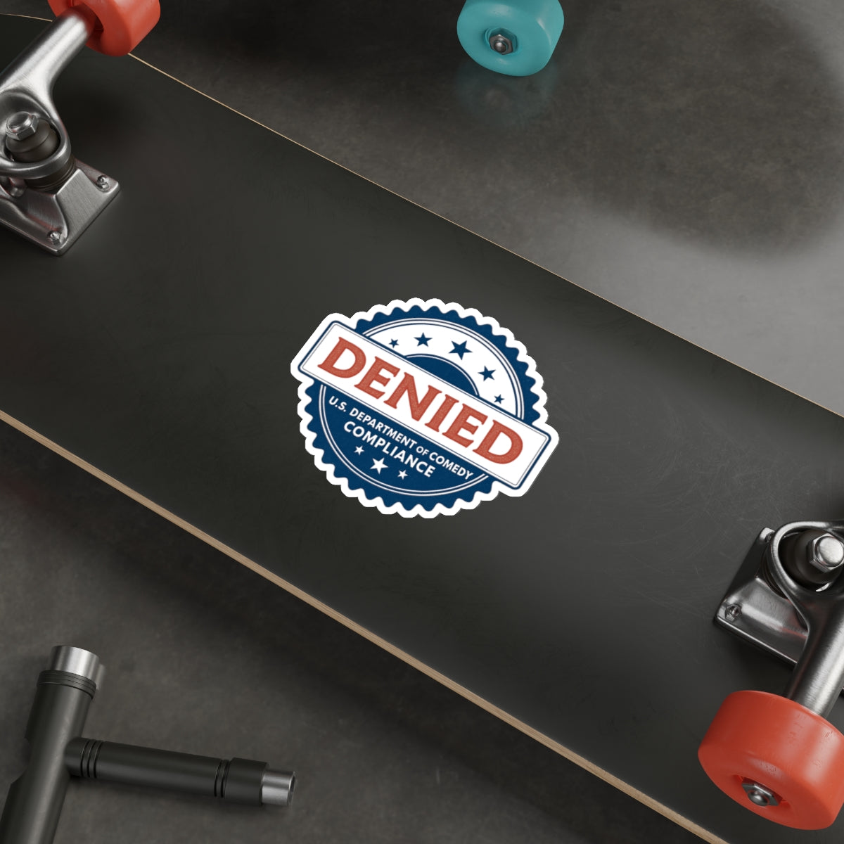 U.S. Department of Comedy Compliance Denied Stickers - Satirical Die-Cut Vinyl Decals for Laptops, Water Bottles, Gifts, Party Favors, Home Decor
