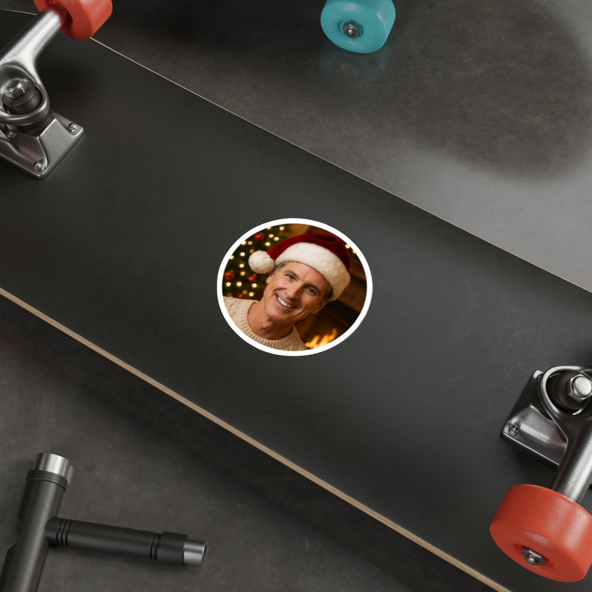 Gavin Newsom Christmas Sticker Decoration | Die-Cut Sticker | Christmas Holiday Decal | California Governor Decor