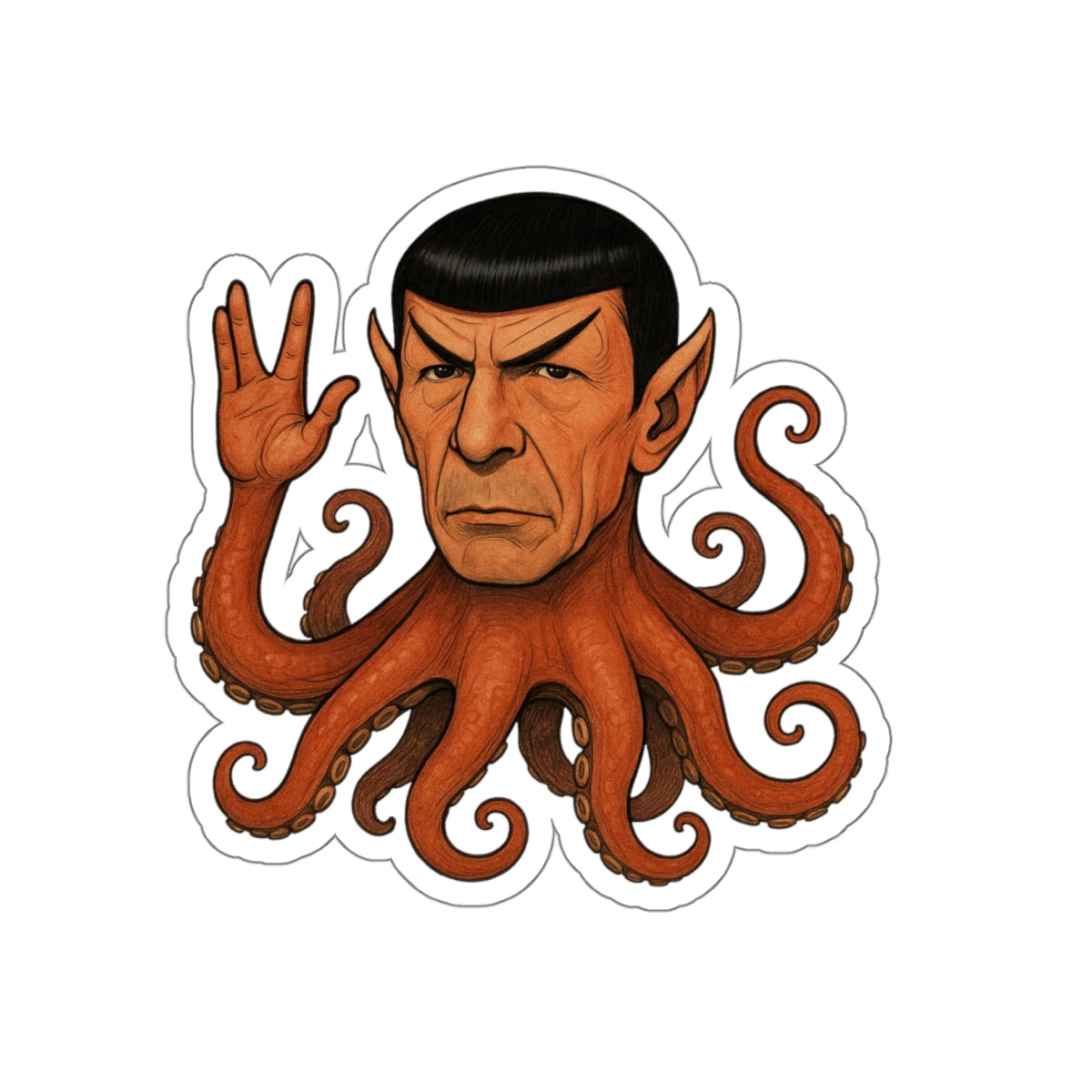 Spocktopus | Unique Octopus Alien Die-Cut Stickers - Perfect for Laptop, Water Bottle, Car, Fridge Decor, & Gift for Sci-Fi Fans