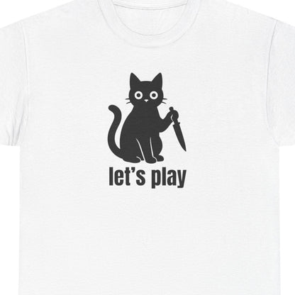Playful Cat Tee - Let's Play Unisex Heavy Cotton Shirt, Cat Lover Gift, Fun T-Shirt, Animal Themed Apparel, Casual Wear