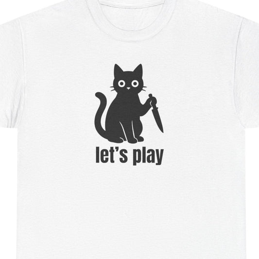 Playful Cat Tee - Let's Play Unisex Heavy Cotton Shirt, Cat Lover Gift, Fun T-Shirt, Animal Themed Apparel, Casual Wear