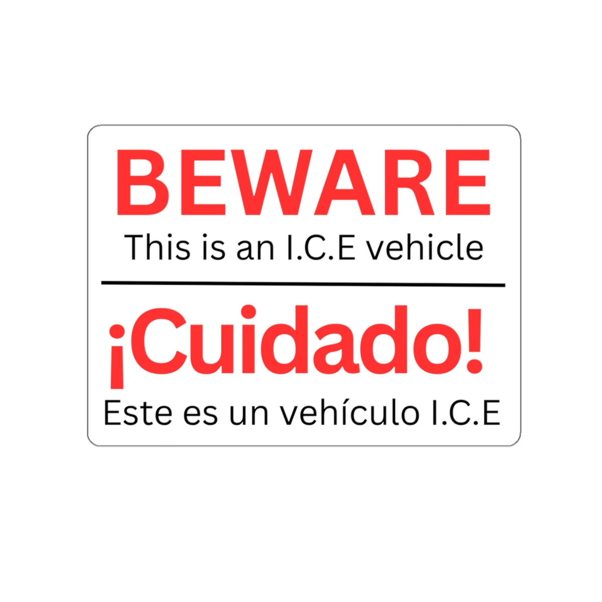 Beware I.C.E Vehicle Identification Die-Cut Stickers | Bold Warning Decals for Cars, Laptops, Bumper Stickers, Home Decor