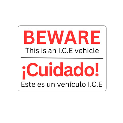 Beware I.C.E Vehicle Identification Die-Cut Stickers | Bold Warning Decals for Cars, Laptops, Bumper Stickers, Home Decor