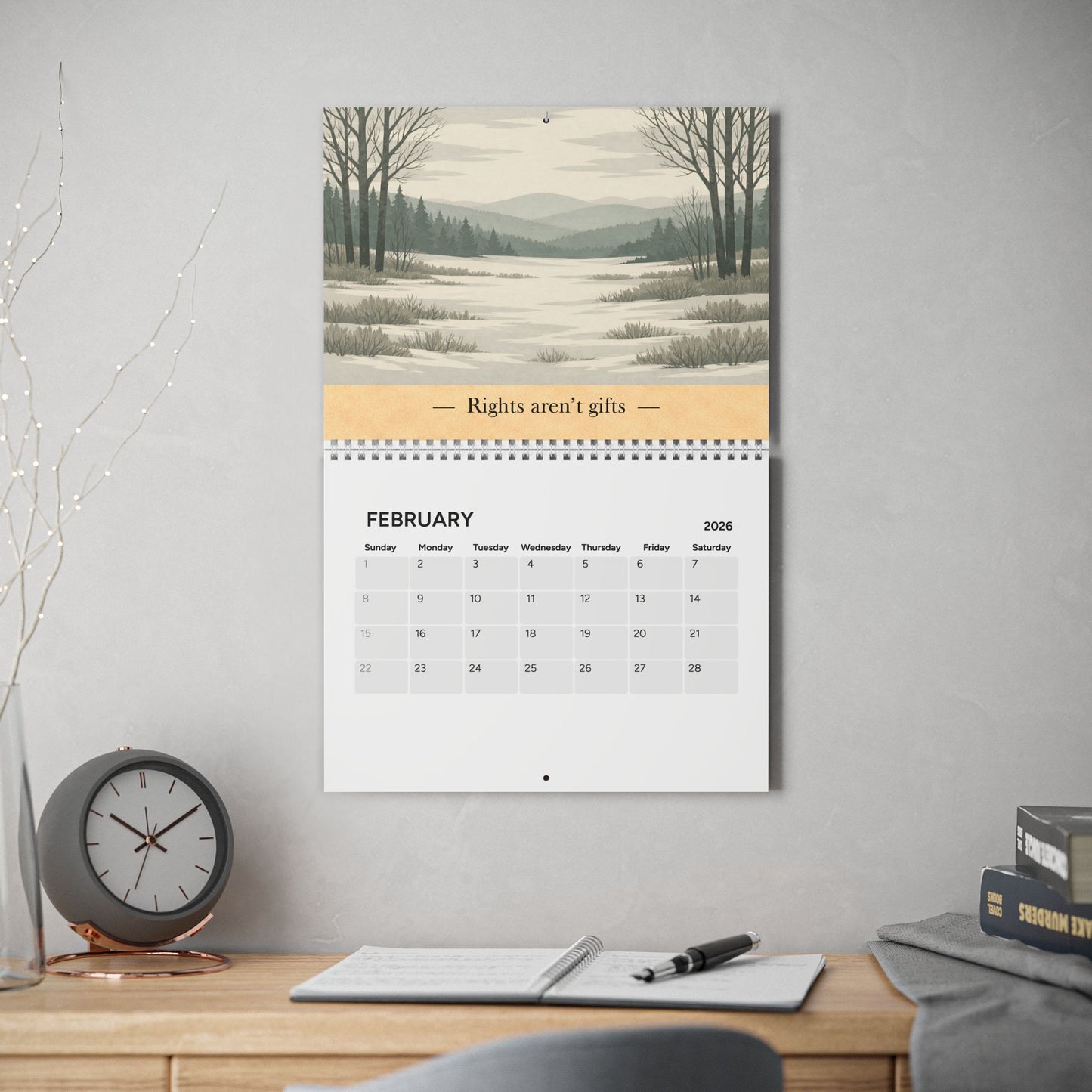 Democracy & Resistance Wall Calendar 2026 – Vintage National Park–Style Political Art Calendar