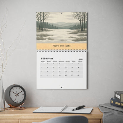 Democracy & Resistance Wall Calendar 2026 – Vintage National Park–Style Political Art Calendar