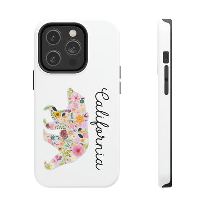 California Bear Flower Design Floral Flowers Cali Golden State Tough Phone Cases, Case-Mate