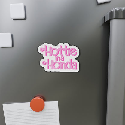 Hottie in a Honda Car Magnet, Trendy Refrigerator Decor, Fun Gift for Car Enthusiasts, Pink Die-Cut Magnet, Cute Home Accessories