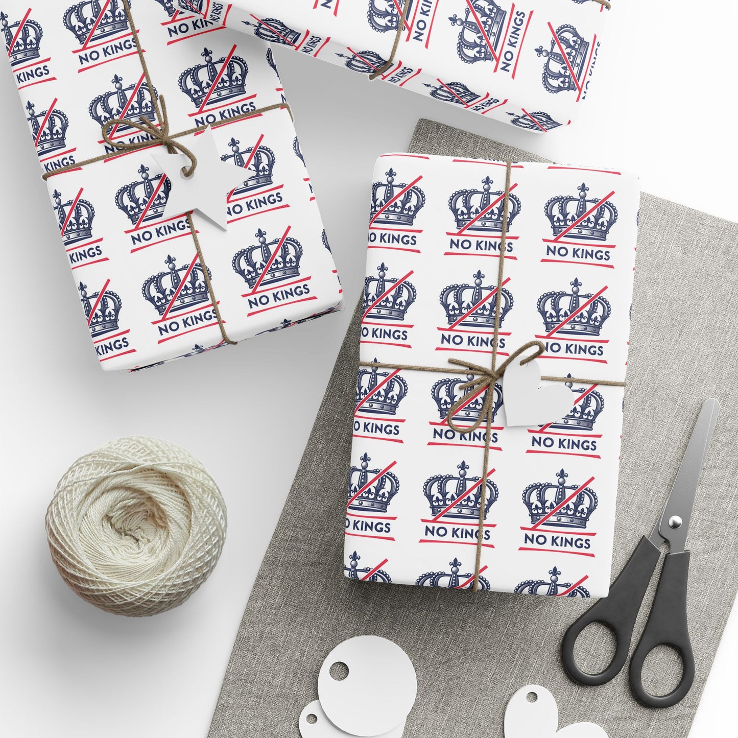 No Kings Pattern Wrapping Paper | Glossy or Matte Finish Options | Anti-Trump | No Kings in America