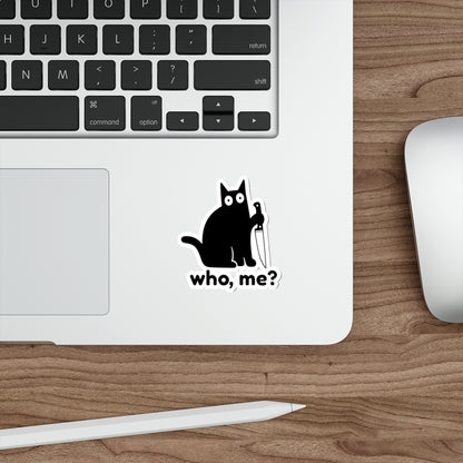 Who, Me? | Whimsical Cat Die-Cut Stickers | Perfect for Laptop, Water Bottle, Journal, Cat Lovers, Gift Ideas