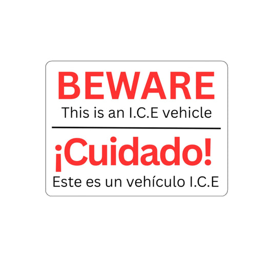 Beware I.C.E Vehicle Identification Die-Cut Stickers | Bold Warning Decals for Cars, Laptops, Bumper Stickers, Home Decor