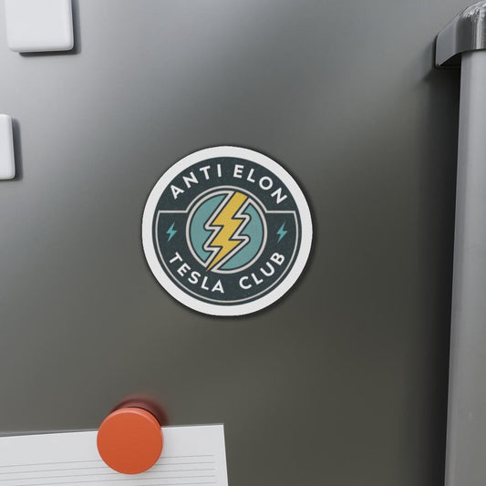 Anti Elon Tesla Club Magnet, Funny Die-Cut Car Magnet, Sarcastic Tesla Gift, Anti-Tech Decor for Fridge, Locker, or Office