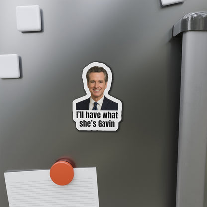 Gavin Newsom Humorous Die-Cut Magnets: Fun Kitchen Decor for Political Fans, Office Humor, Gift for Friends, Collectible Magnet