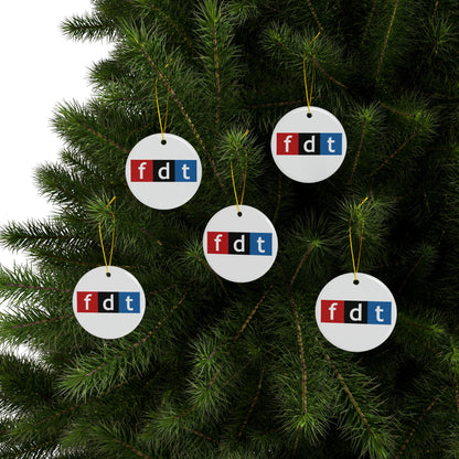Foxtrot Delta Tango NPR Logo Ceramic Ornament | Anti Trump | Alternative Christmas Decor | Not Grandma's Christmas | Guerilla Christmas
