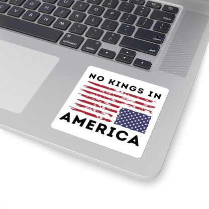 No Kings in America Sticker, American Flag Protest Decal, Patriotic Laptop Sticker, Political Expression Gift, Independence Day Decor