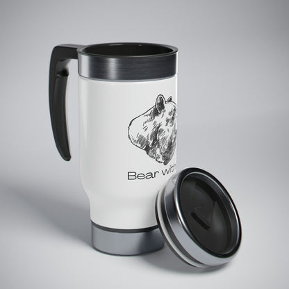 Bear With Me Stainless Steel Travel Mug with Handle, 14oz Animal Design Wildlife Nature Coffee Go Cup Drink Holder