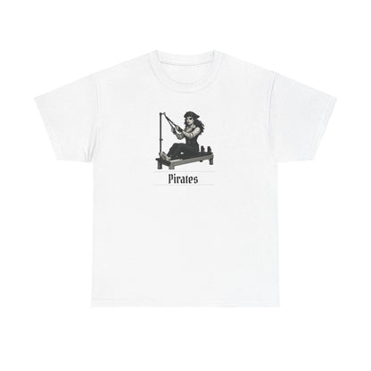 Pirates Pilates T-Shirt, Funny Pirate Workout Tee, Unisex Cotton Shirt for Pilates Fans, Halloween Gift, Fitness Pun Shirt for Adults