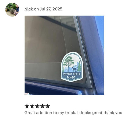 Foxtrot Delta Tango, Nature-Inspired Kiss-Cut Vinyl Decals, Great For Cars, Laptops, and Water Bottles