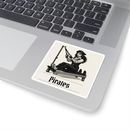 Pirates Pilates Sticker, Funny Kiss-Cut Vinyl Decal for Laptops, Journals, Water Bottles, Gift for Pilates Lovers and Pun Fans