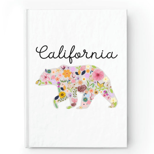 California Bear Flower Design Journal - Ruled Line Floral Cali Golden State