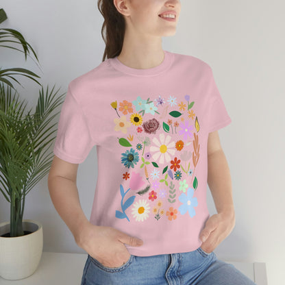 Flower Design T-Shirt Flowers Petals Field Nature Floral Unisex Tee
