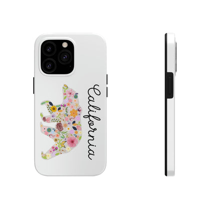 California Bear Flower Design Floral Flowers Cali Golden State Tough Phone Cases, Case-Mate