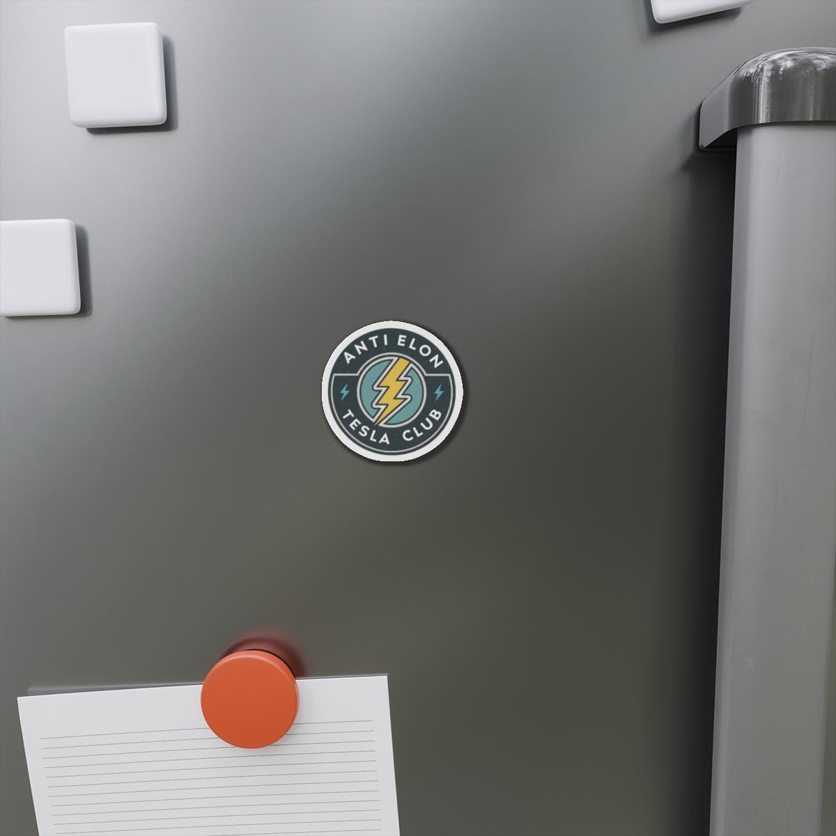 Anti Elon Tesla Club Magnet, Funny Die-Cut Car Magnet, Sarcastic Tesla Gift, Anti-Tech Decor for Fridge, Locker, or Office