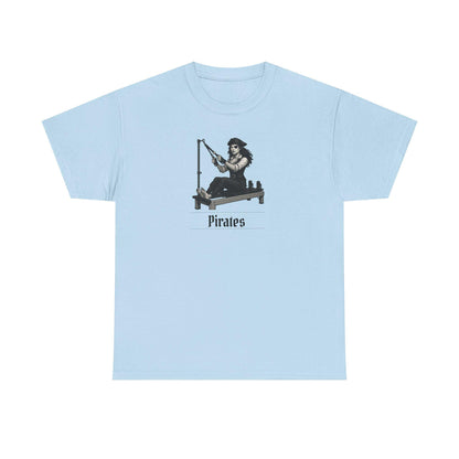 Pirates Pilates T-Shirt, Funny Pirate Workout Tee, Unisex Cotton Shirt for Pilates Fans, Halloween Gift, Fitness Pun Shirt for Adults
