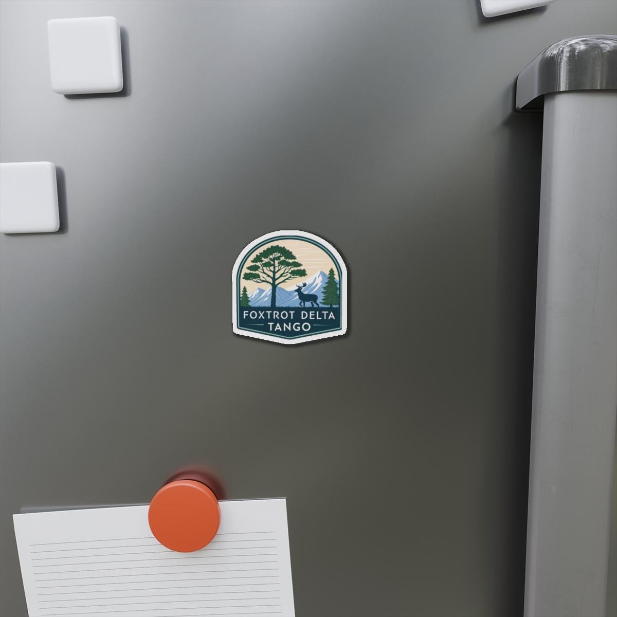 Foxtrot Delta Tango Nature-Themed Die-Cut Magnets, Outdoor Decor, Foxtrot Delta Tango, Eco-Friendly, Gift for Adventurers, Mountain Lovers