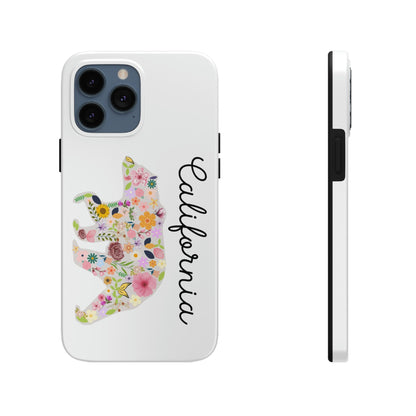 California Bear Flower Design Floral Flowers Cali Golden State Tough Phone Cases, Case-Mate