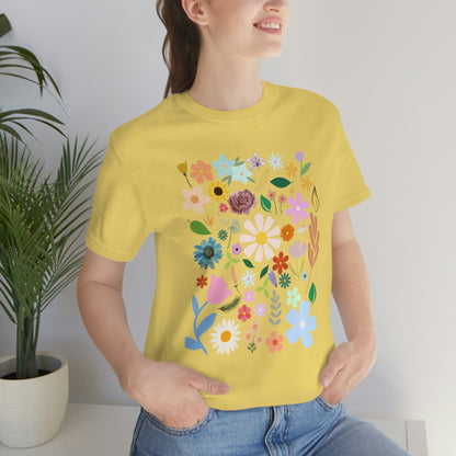 Flower Design T-Shirt Flowers Petals Field Nature Floral Unisex Tee