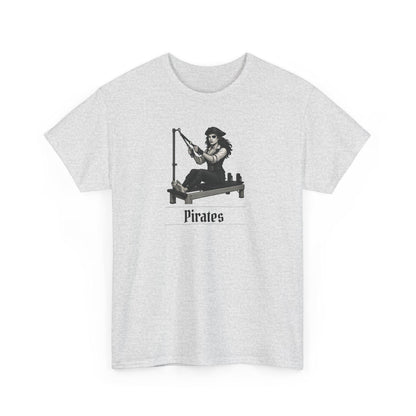 Pirates Pilates T-Shirt, Funny Pirate Workout Tee, Unisex Cotton Shirt for Pilates Fans, Halloween Gift, Fitness Pun Shirt for Adults