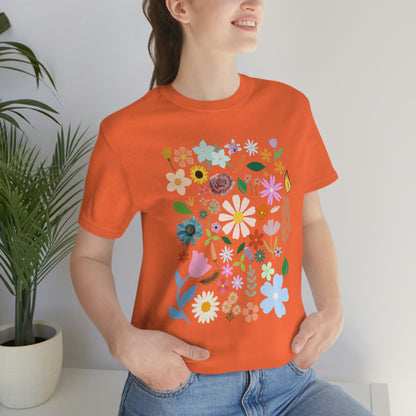 Flower Design T-Shirt Flowers Petals Field Nature Floral Unisex Tee