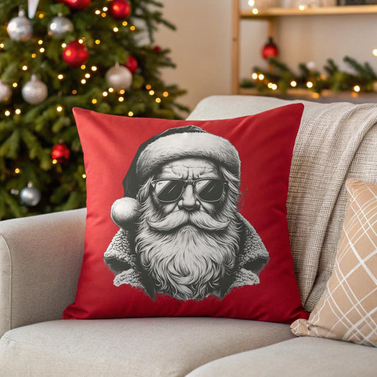 Cool Santa Sunglasses Pillow | Holiday Decor, Cozy Home, Christmas Gift, Fun Cushion, Winter Celebration