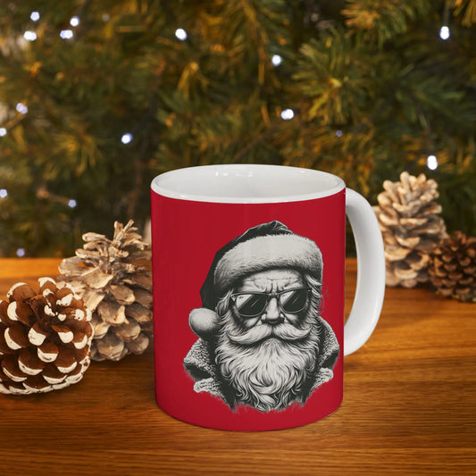 Cool Santa Mug | Large Size | Fun Holiday Gift, Christmas Coffee Cup, Kitchen Decor